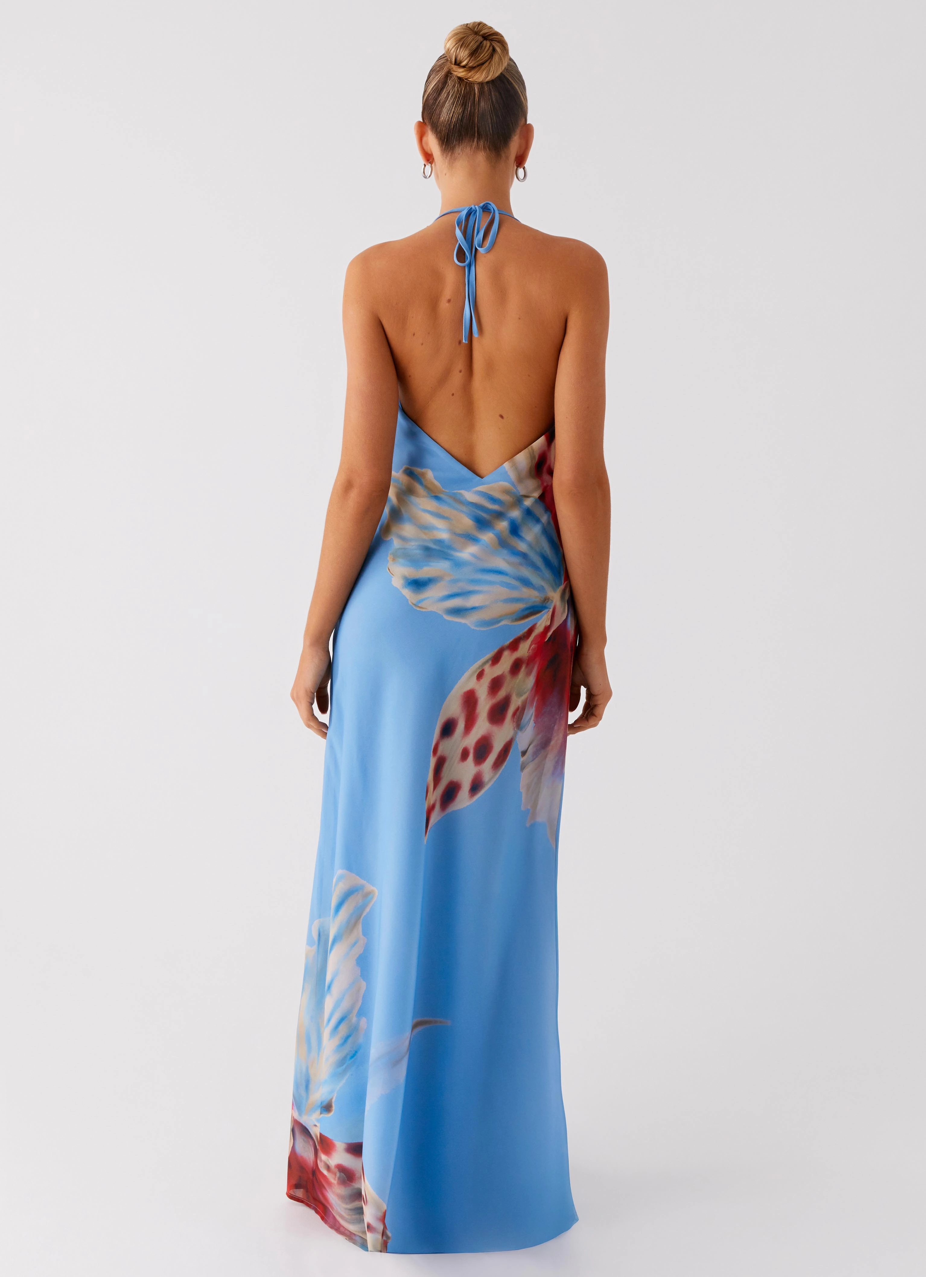 Everyday Ready Timeless Wearable Stars Align Cowl Maxi Dress - Deep Sea Bloom