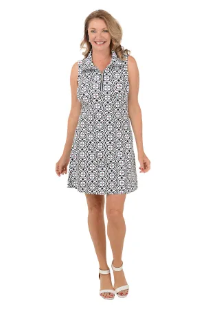 Comfort - First Black Optical Daisy UPF50  Sleeveless Dress Black Optical Daisy UPF50  Sleeveless Dress Pure Vibes High-Neck