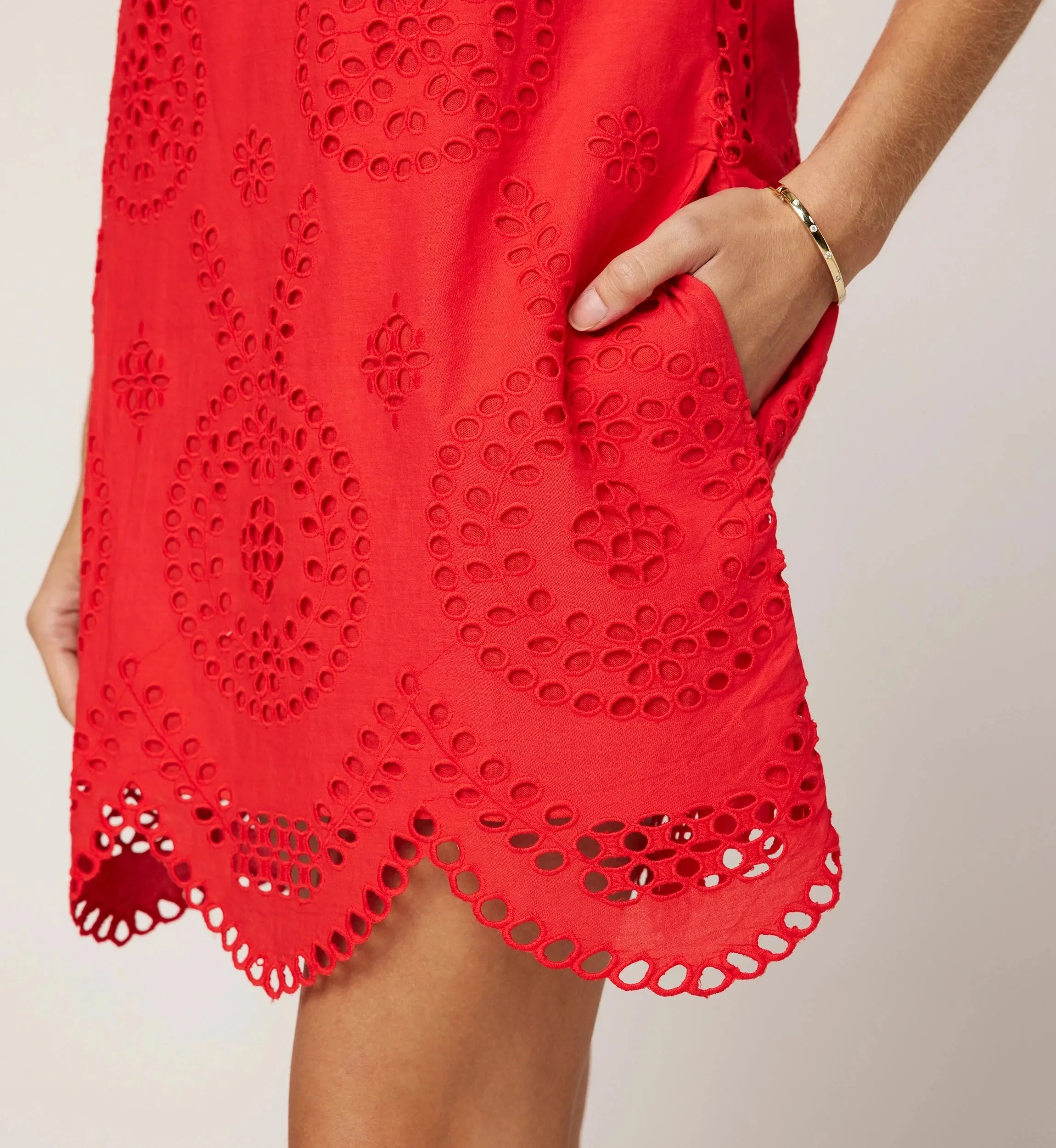 Thandi Mini Dress | Poppy Red Effortless Look Crisp Texture