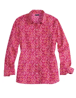Comfort First Tin Haul Womens Water Color Aztec Pink 100% Cotton L/S Shirt Classic Style Outdoor Adventure Tin Haul Womens Water Color Aztec Pink 100% Cotton L/S Shirt