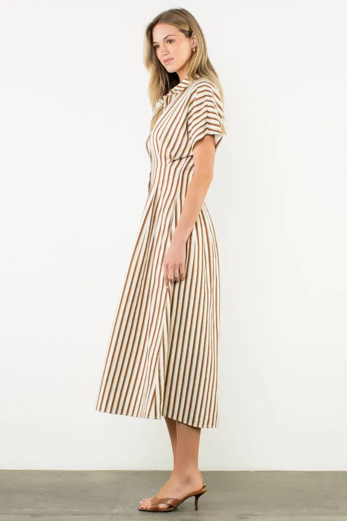 Florence Stripe Short Sleeve Midi Dress Sleek Feel Euro Ease