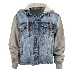 Comfort Stretch STS Ranchwear Womens Cassie Jo Denim 100% Cotton Hooded Cotton Jacket Cool Outfit Durable Athlete Fit Travel Outfit STS Ranchwear Womens Cassie Jo Denim 100% Cotton Hooded Cotton Jacket