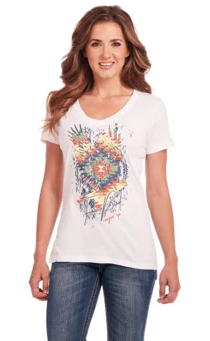 Comfort Wear Cowgirl Up Womens Free Bird V-Neck White 100% Cotton S/S T-Shirt Cowgirl Up Womens Free Bird V-Neck White 100% Cotton S/S T-Shirt Quick Release Cuffs
