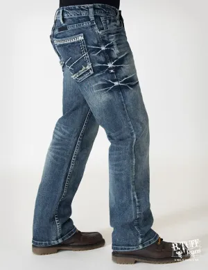 Comfort Wear Mens Medium Wash Cotton Blend Jeans Monster Mike Soft Wash Treatment Mens Medium Wash Cotton Blend Jeans Monster Mike