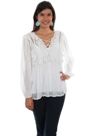 Comfort Wear Scully Womens Ivory Polyester Swiss Dot L/S Blouse Scully Womens Ivory Polyester Swiss Dot L/S Blouse Modern Winter Warmth Loose