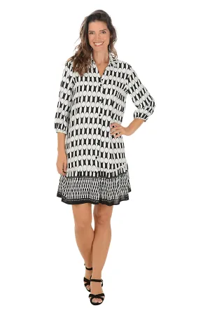 Comfort With Style Op Art Collared Button-Front Dress Timeless Line Cool Comfort Op Art Collared Button-Front Dress