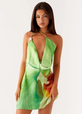 Comfort Layer Aiva Mini Dress - Green Floral Easy Pairing Aiva Mini Dress - Green Floral