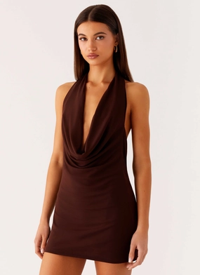 Comfort Wear Saffron Skies Mini Dress - Chocolate Saffron Skies Mini Dress - Chocolate Grab Quick