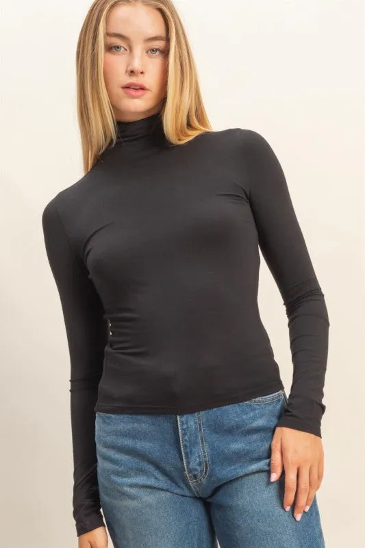 Tina Turtleneck Long Sleeve Fitted Top short sleeved