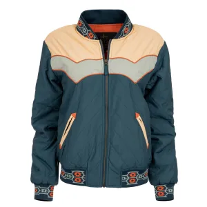 Comfortable fit STS Ranchwear Womens Salinas Bomber Teal/Multicolor Nylon Blend Softshell Jacket Simple Touch Articulated Knee Shape STS Ranchwear Womens Salinas Bomber Teal/Multicolor Nylon Blend Softshell Jacket