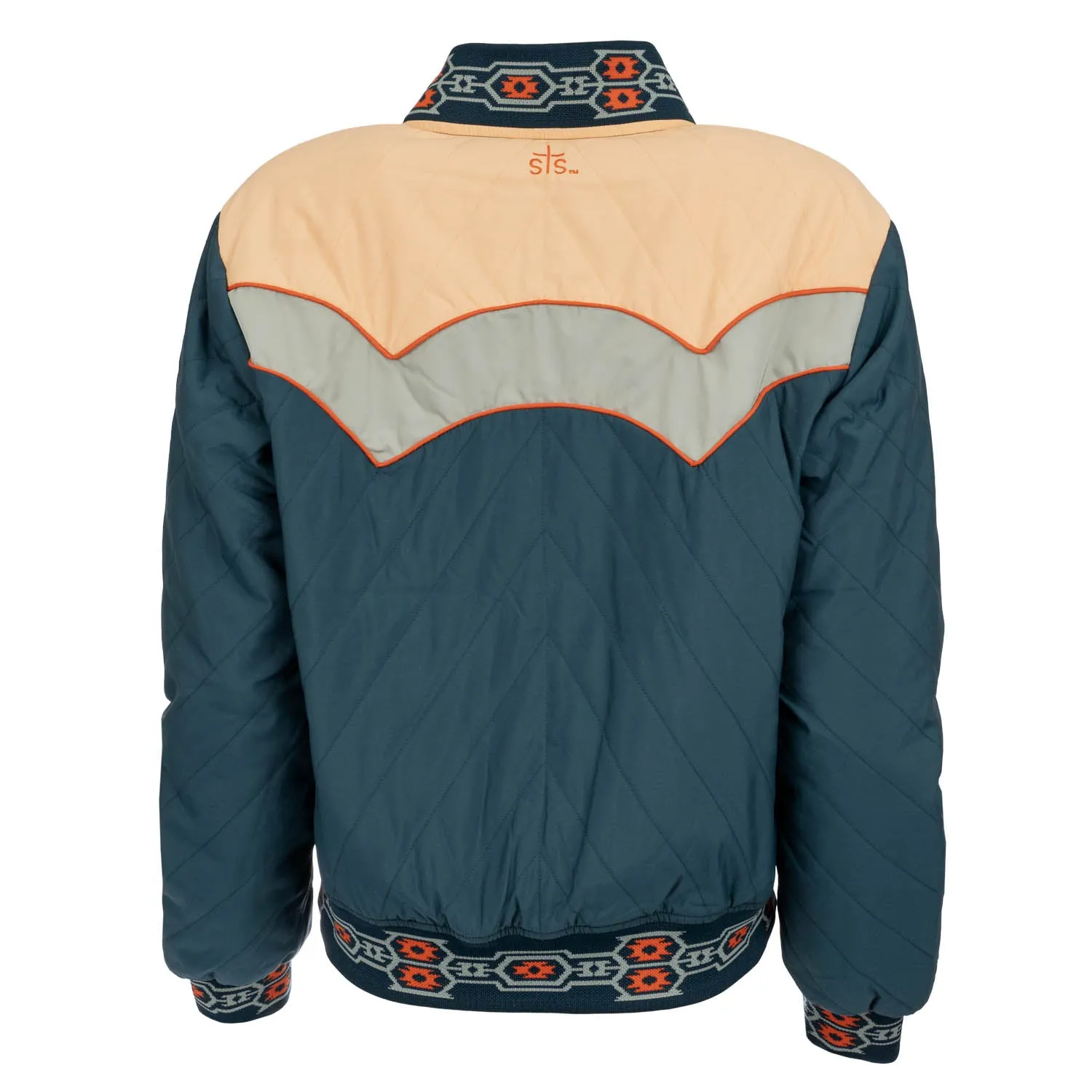 Total Fit STS Ranchwear Womens Salinas Bomber Teal/Multicolor Nylon Blend Softshell Jacket