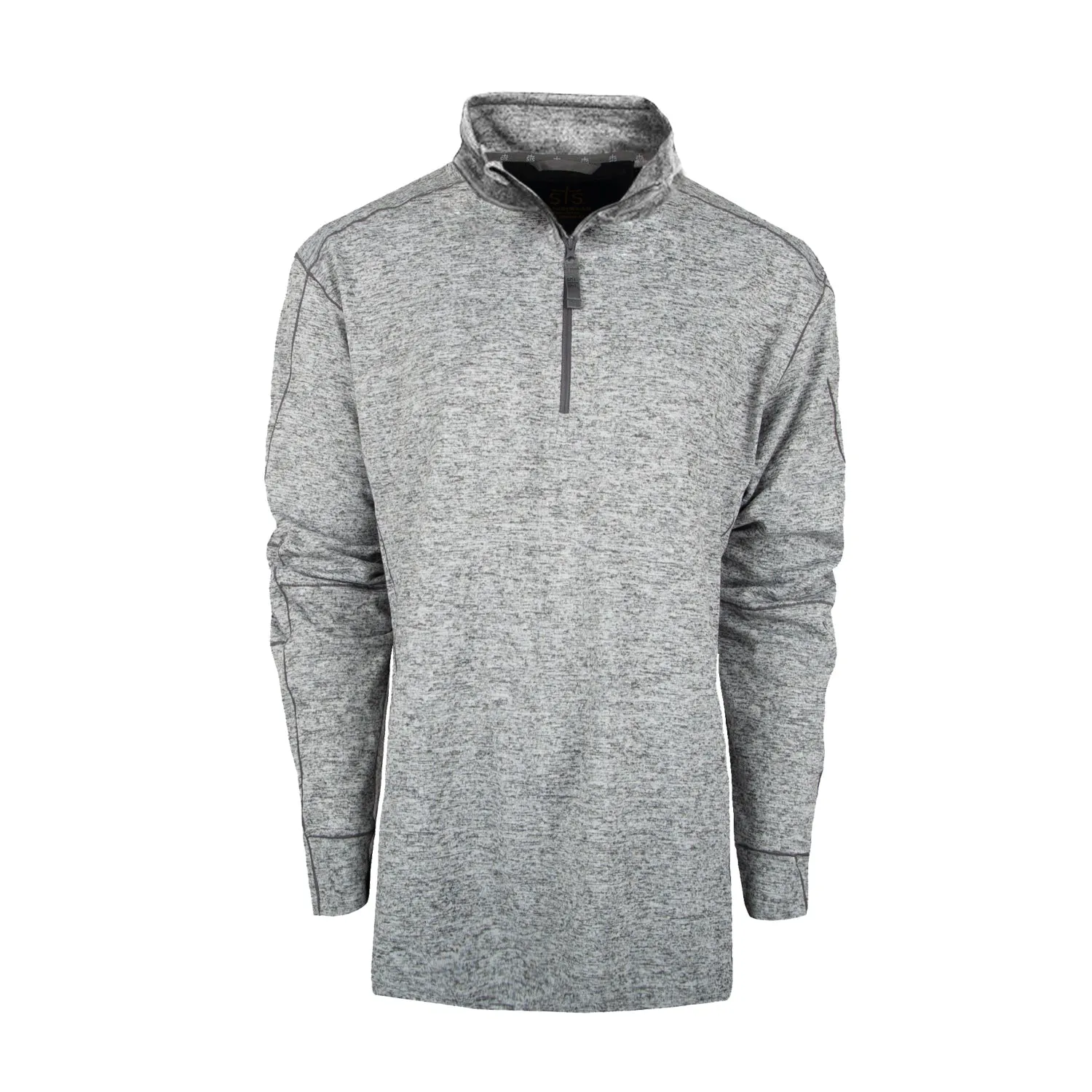 Smart Layering STS Ranchwear Mens Quarter Zip Heather Gray Polyester Pullover Sweater