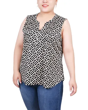 Comfortable Layering Plus Size Sleeveless Knit Y Neck Top Plus Size Sleeveless Knit Y Neck Top Trendy Vibes Bodycon Fit