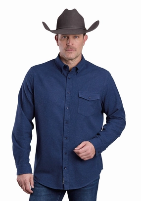 Comfortable Design Stetson Mens 2473 Heather Flannel Navy 100% Cotton 1 Pkt L/S Shirt Festive Look Stetson Mens 2473 Heather Flannel Navy 100% Cotton 1 Pkt L/S Shirt