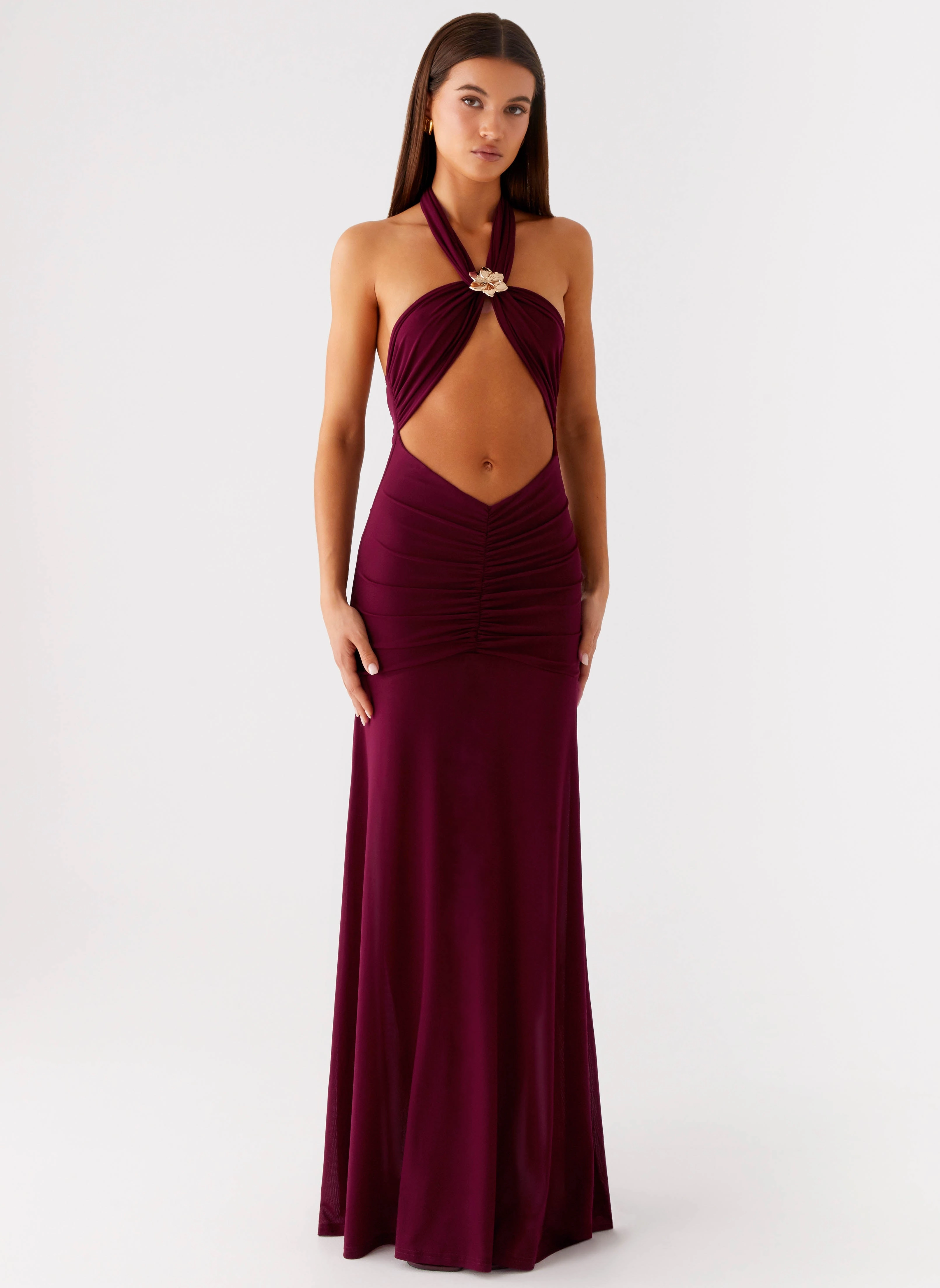 Deltina Maxi Dress - Boysenberry Comfortable Waist Shirred-Detail