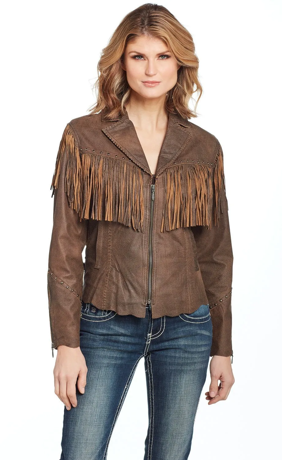 Cripple Creek Womens Antique Brown Leather Lamb Fringe Vest Professional Wear Weekend Warrior All Round Wear