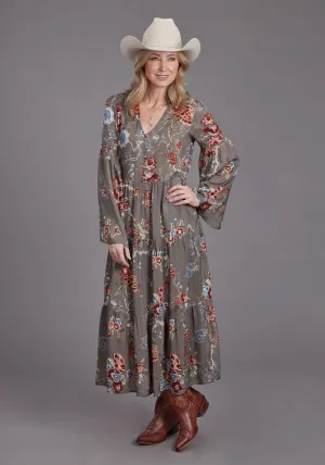 Comfy Detail Stetson Womens Vintage Tapestry Grey 100% Rayon L/S Dress Smooth zipper closure Stetson Womens Vintage Tapestry Grey 100% Rayon L/S Dress