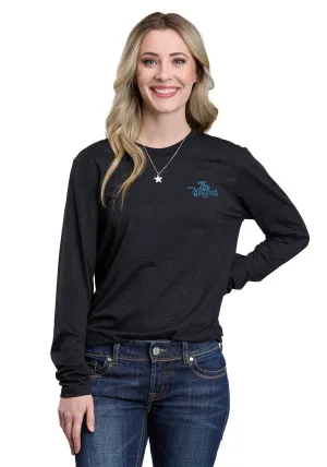 Comfy Form Tin Haul Womens Script With Succulents Black Poly/Cotton L/S T-Shirt Tin Haul Womens Script With Succulents Black Poly/Cotton L/S T-Shirt Office Friendly