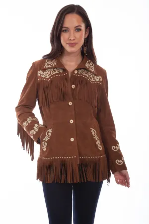 Comfy Twist Scully Womens Cinnamon Leather Western Fringe Jacket Formal Adult Fashion Scully Womens Cinnamon Leather Western Fringe Jacket