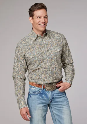Compact Fold Design Roper Mens Sketchy Paisley Brown 100% Cotton L/S Shirt Roper Mens Sketchy Paisley Brown 100% Cotton L/S Shirt Cool Comfort