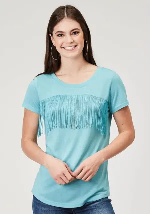 Compact Fold Design Roper Womens Matching Fringe Light Blue Poly/Cotton S/S T-Shirt Roper Womens Matching Fringe Light Blue Poly/Cotton S/S T-Shirt Comfy Fit Fall Foliage