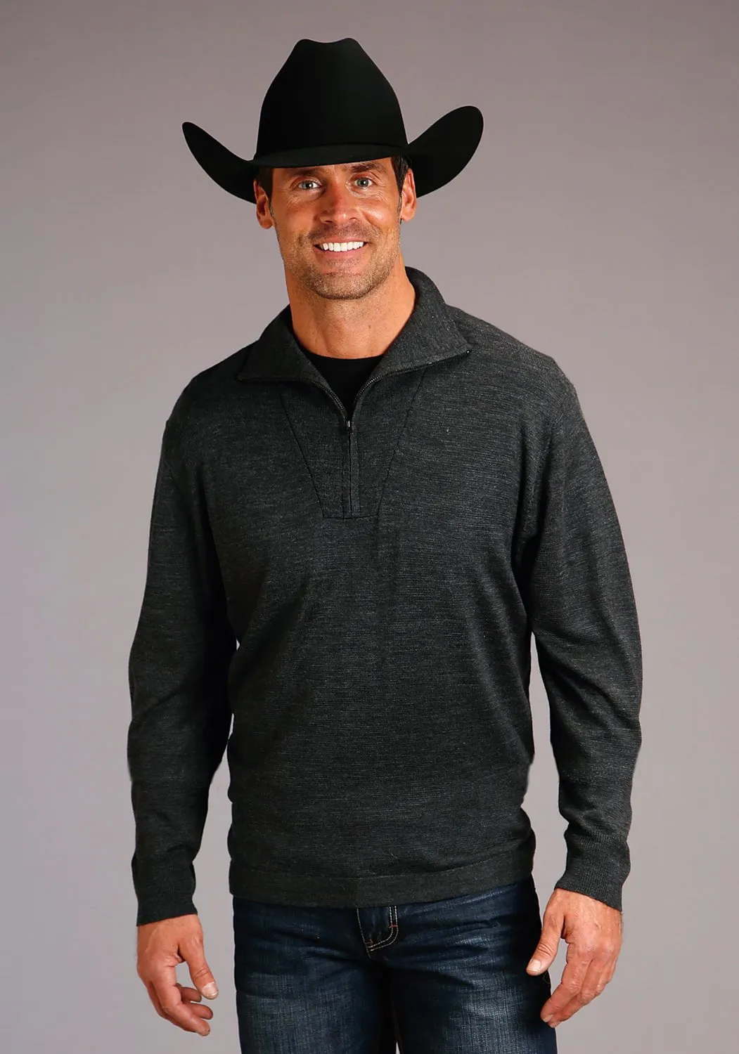 Winter Fashion Stetson Mens Heathered Grey Wool Blend Zip Sweater