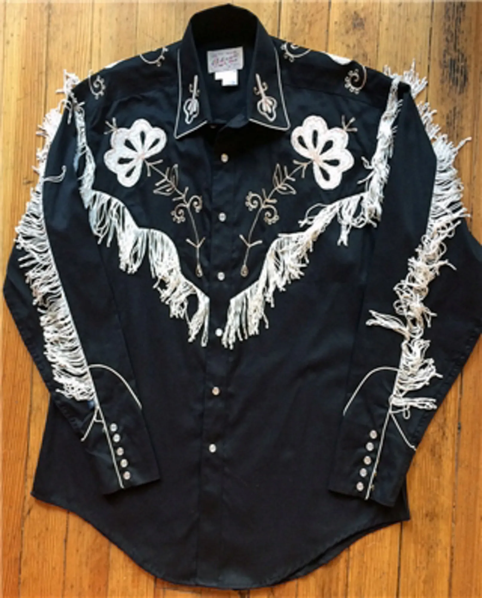 Rockmount Mens Black 100% Cotton Vintage Fringe Western L/S Shirt Street Chic