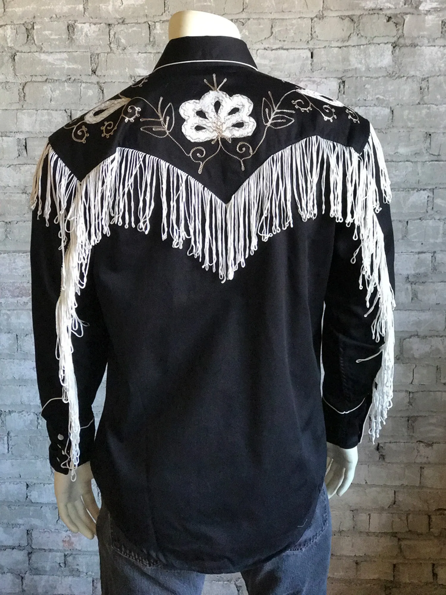 Rockmount Mens Black 100% Cotton Vintage Fringe Western L/S Shirt Perfect Look Thermal regulation