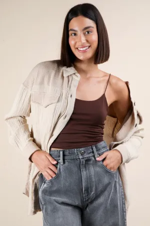 Connor Mineral Washed Oversized Gauze Shacket Jacket Trendy Casual Wear Connor Mineral Washed Oversized Gauze Shacket Jacket Light and Breathable Perfect for Outdoors