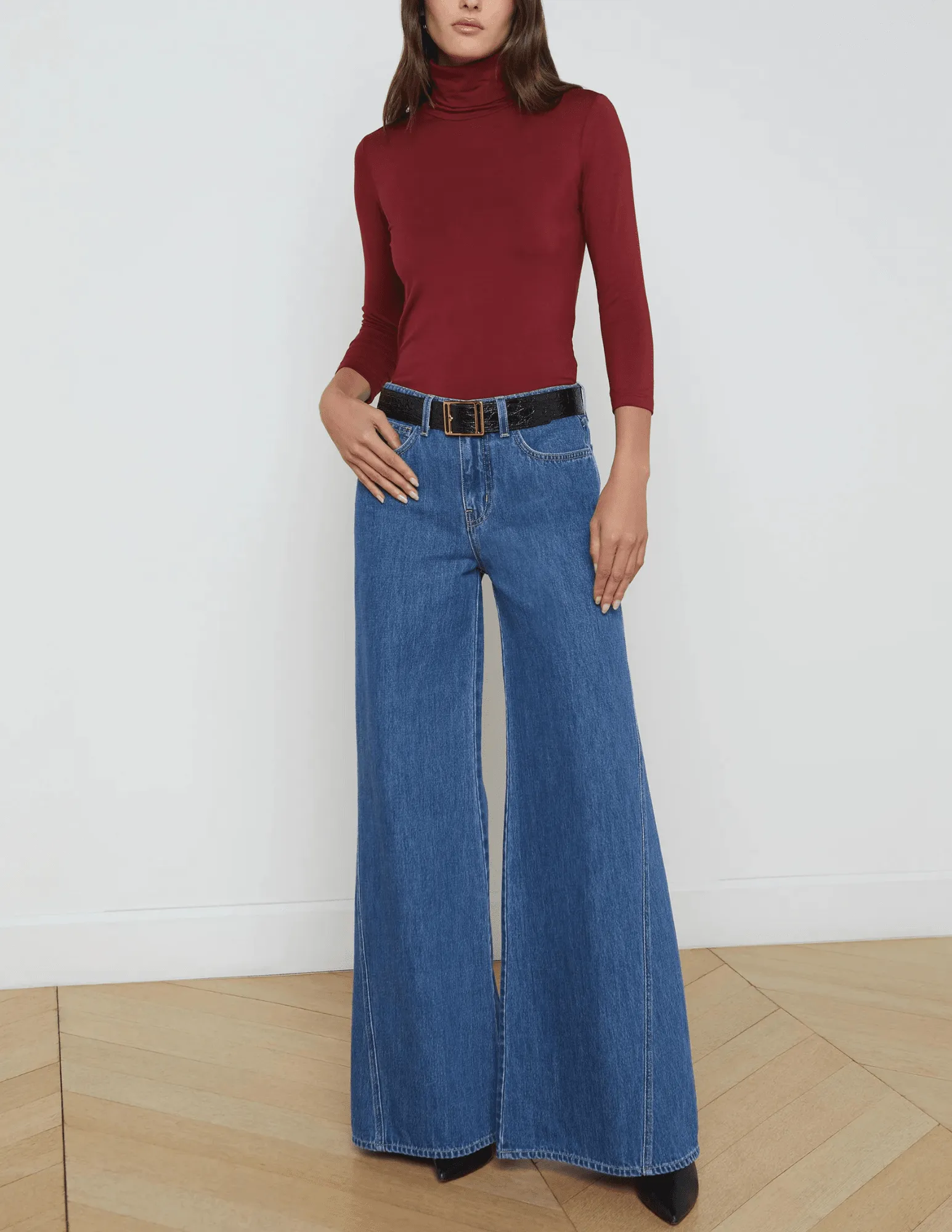 Simple Comfort Travel Ready L??AGENCE Beau T-Seam Wide Leg Jeans In Glendora