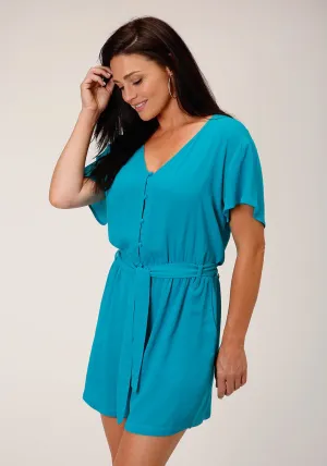 Contemporary Wear Stetson Womens Loose Sleeve Blue Rayon Blend Romper Stetson Womens Loose Sleeve Blue Rayon Blend Romper High Quality Holiday Vibes Winter Warmth