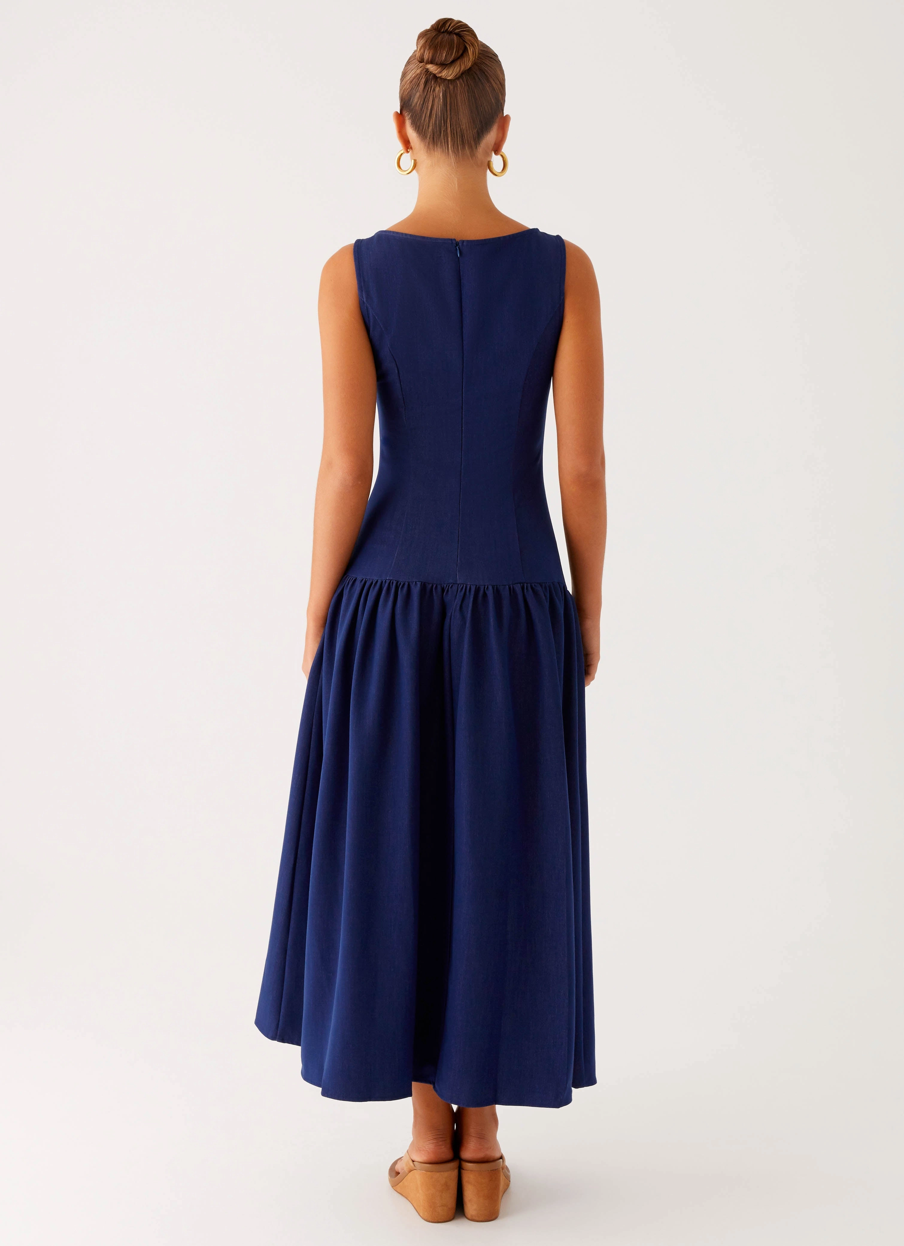 Casual Vibes Stylish Fit Hayes Denim Midi Dress - Indigo