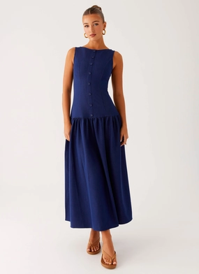 Contemporary Look Hayes Denim Midi Dress - Indigo Hayes Denim Midi Dress - Indigo All Day Ready Night Party