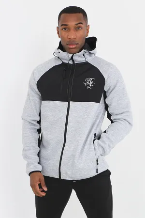 CONTRAST PANEL HIGH NECK ZIP THROUGH HOODIE