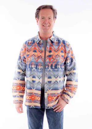 Contrast Stitch Scully Mens Aztec Southwest Santa Fe 100% Cotton L/S Shirt handmade touch Scully Mens Aztec Southwest Santa Fe 100% Cotton L/S Shirt