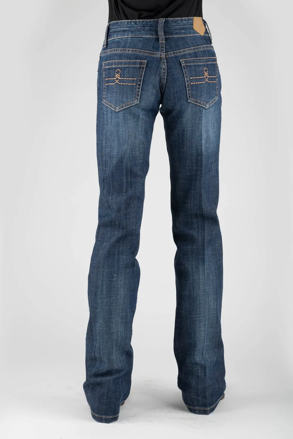 Tin Haul Womens Rosie Double X Loop Blue Cotton Blend Jeans Cool And Clean Minimalist Pocket Layout