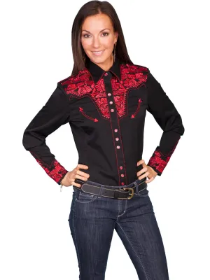 Cool Colors Scully Western Womens Crimson Polyester L/S Floral Stitch Western Shirt Scully Western Womens Crimson Polyester L/S Floral Stitch Western Shirt Military Inspired