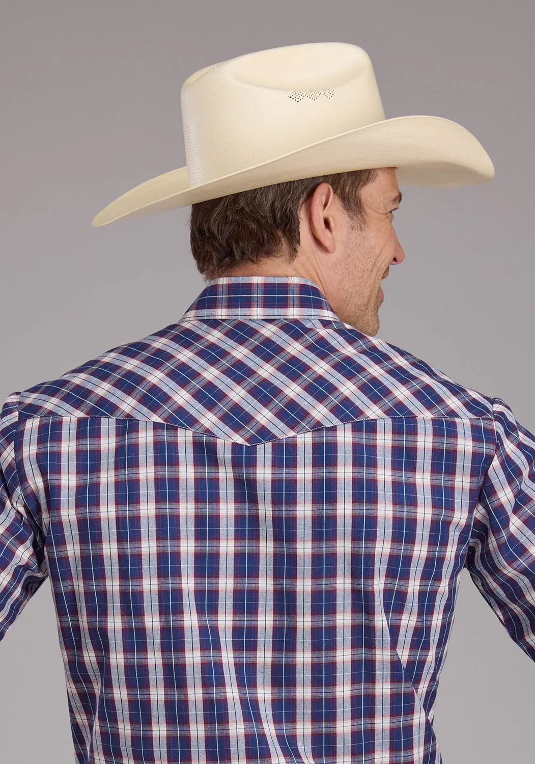 Roper Mens 2414 Multi Plaid Blue Cotton Blend S/S Shirt Thermal regulation Timeless Design