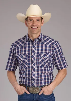 Cool Comfort Roper Mens 2414 Multi Plaid Blue Cotton Blend S/S Shirt Roper Mens 2414 Multi Plaid Blue Cotton Blend S/S Shirt Vintage Wash Street Comfort