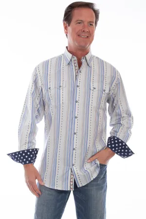 Cool Comfort Scully Mens Blue 100% Cotton Signature Election L/S Shirt Scully Mens Blue 100% Cotton Signature Election L/S Shirt Petite Option Stylish Element