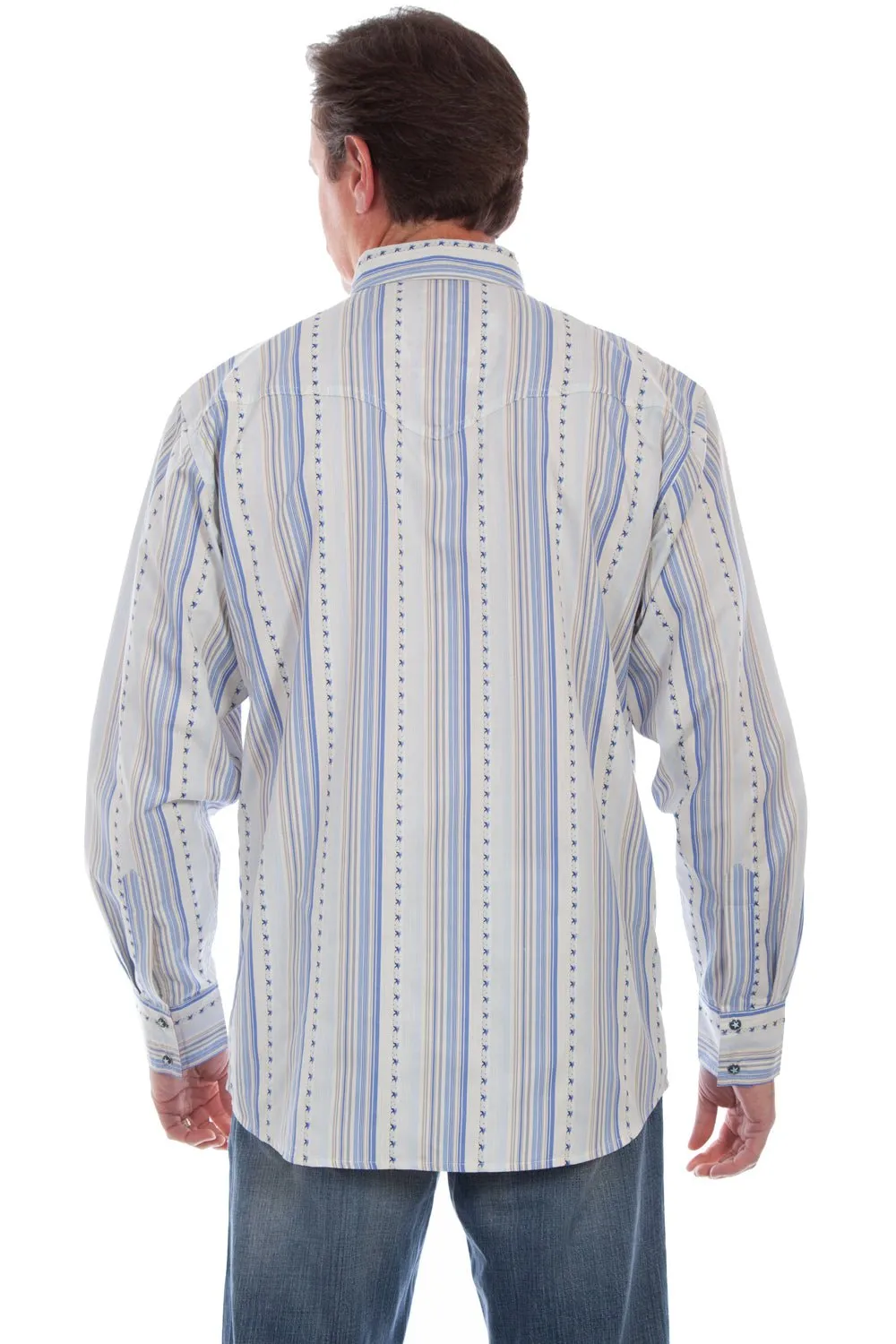 Scully Mens Blue 100% Cotton Signature Election L/S Shirt Stylish Comfort