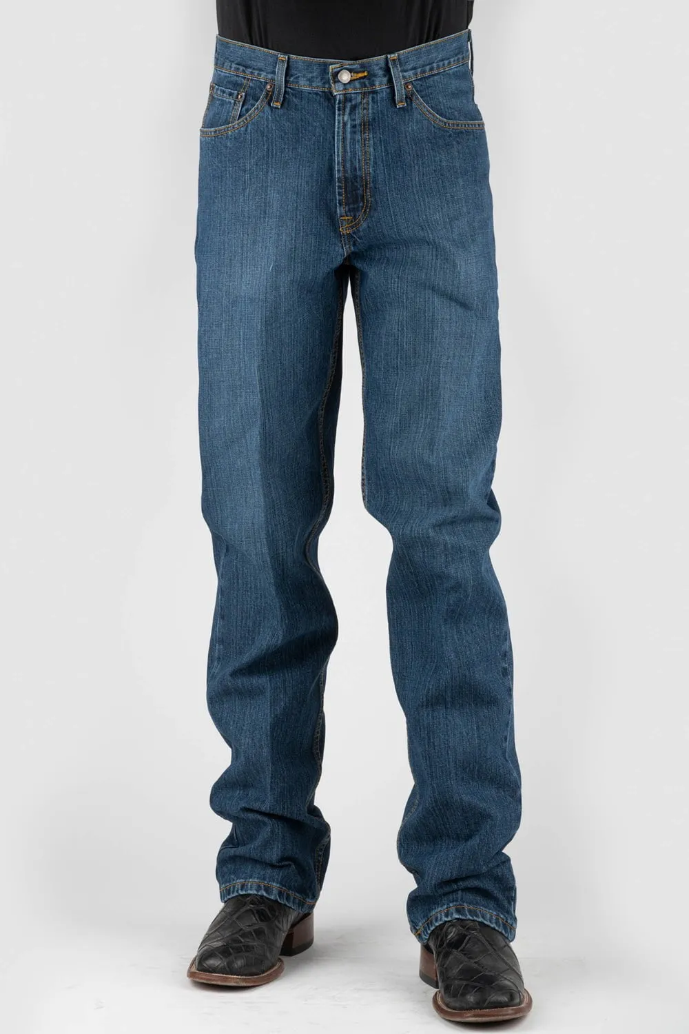 Style Upgrade Stetson Mens Classic Wash 100% Cotton X Embroidered Jeans