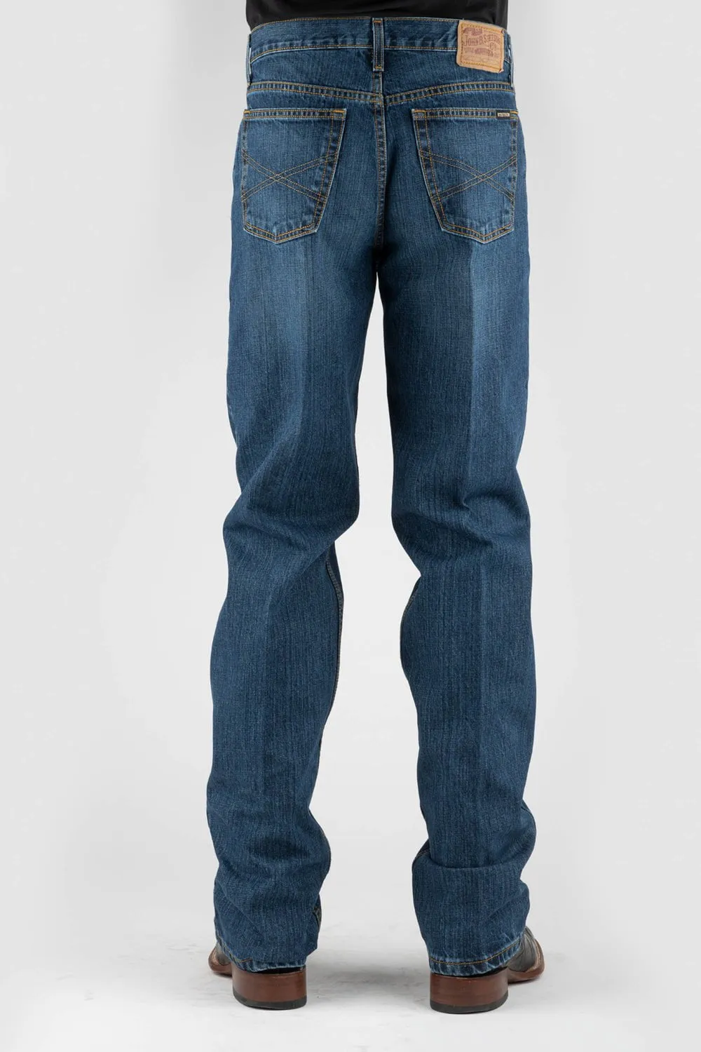 Stetson Mens Classic Wash 100% Cotton X Embroidered Jeans Sleek Silhouette Style Neutral