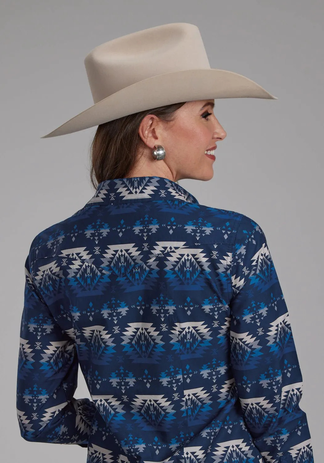 Inner Layer Roper Womens 2168 Ombre Aztec Blue 100% Cotton L/S Shirt