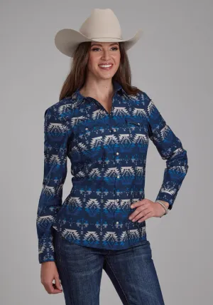 Cool Look Roper Womens 2168 Ombre Aztec Blue 100% Cotton L/S Shirt Roper Womens 2168 Ombre Aztec Blue 100% Cotton L/S Shirt Comfortable Look Classic Comfort
