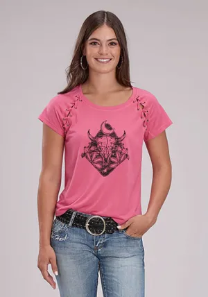 Cool Look Roper Womens Longhorn Self Tie Pink Poly/Rayon S/S T-Shirt Roper Womens Longhorn Self Tie Pink Poly/Rayon S/S T-Shirt networking event