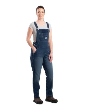 Cool Tone Berne Womens Vintage Washed Flex Denim Indigo Cotton Blend Bib Overall Sustainable Beach Day Weekend Getaway Minimalist Breathable Berne Womens Vintage Washed Flex Denim Indigo Cotton Blend Bib Overall