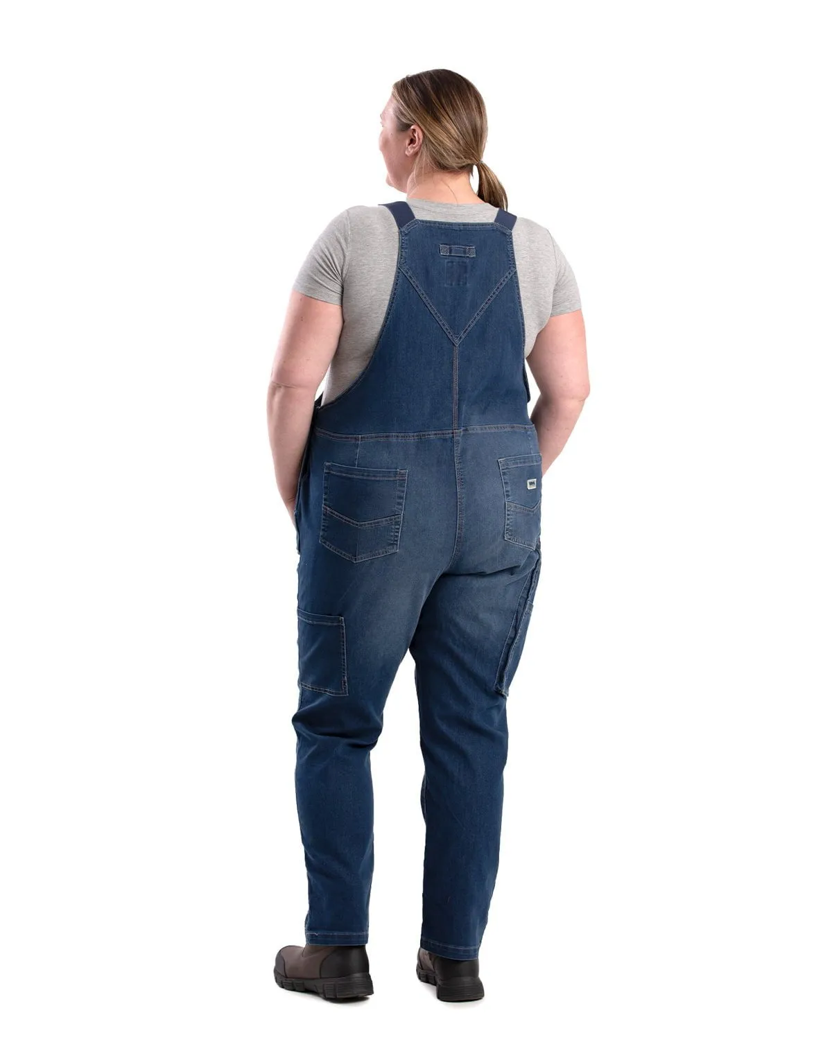 Any Occasion Timeless Look Berne Womens Vintage Washed Flex Denim Indigo Cotton Blend Bib Overall
