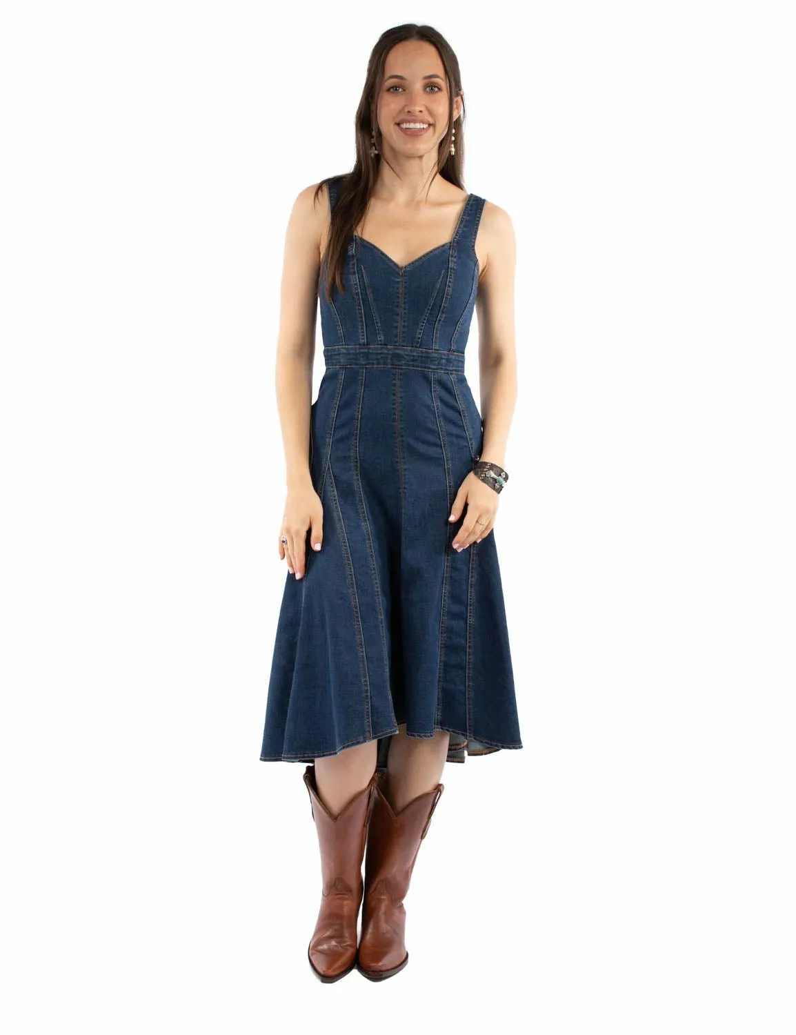 Scully Womens V-Neck Tank Top Style Blue Cotton Blend S/L Dress Minimalist Style Family Style Comfy