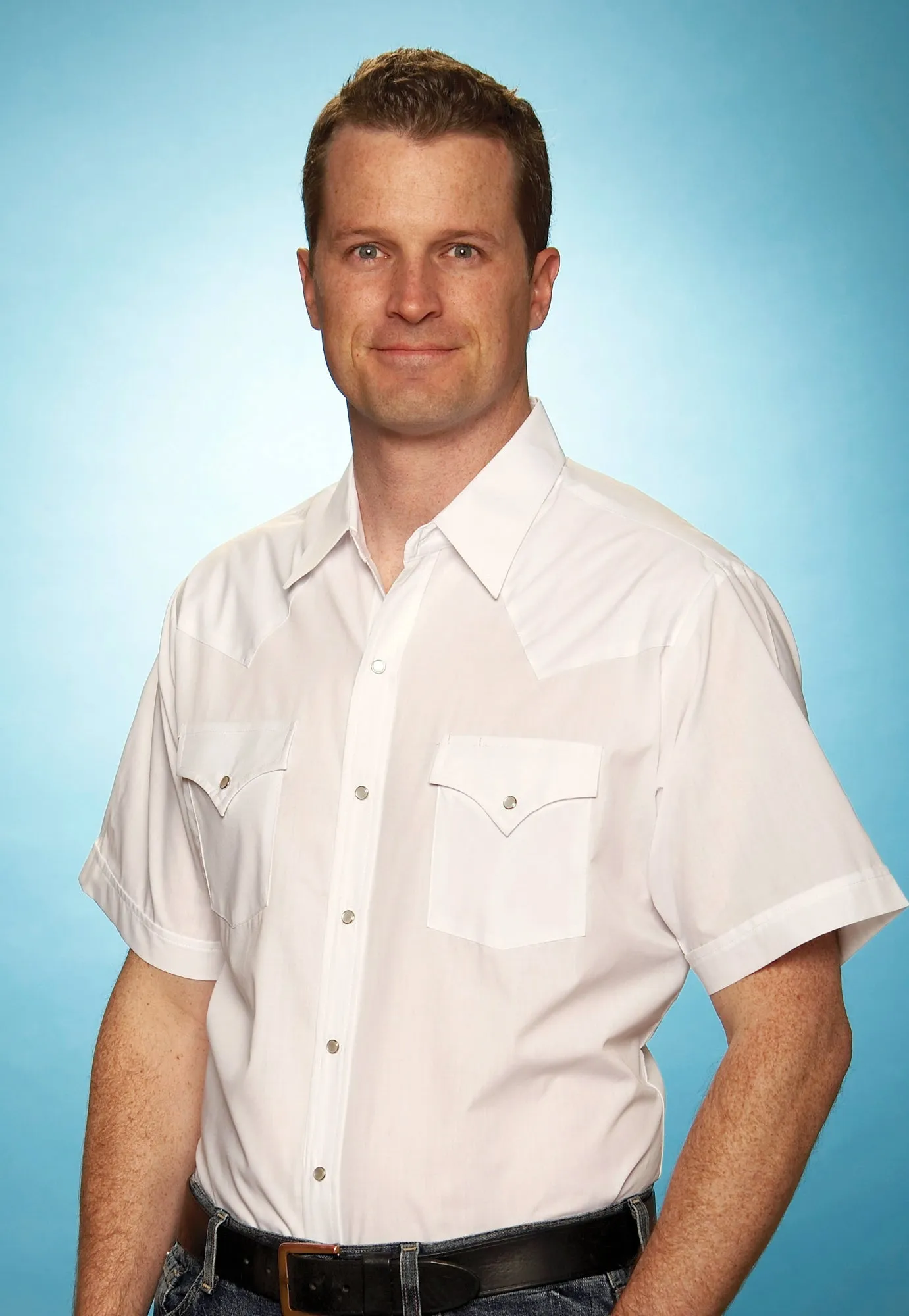 Ely & Walker Mens Solid White Western Shirt S/S Poly/Cotton Tall Workwear Essential Classic Wear